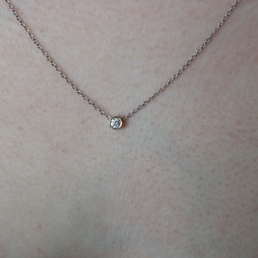 14K Gold Diamond Bezel Station Necklace